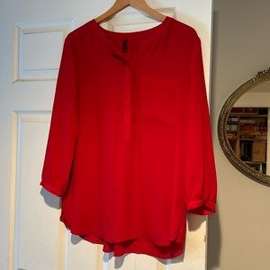 NYDJ Red popover blouse size L